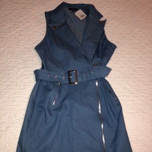 NWT Fun Stretchy Denim Dress w/ Belt & Zipper